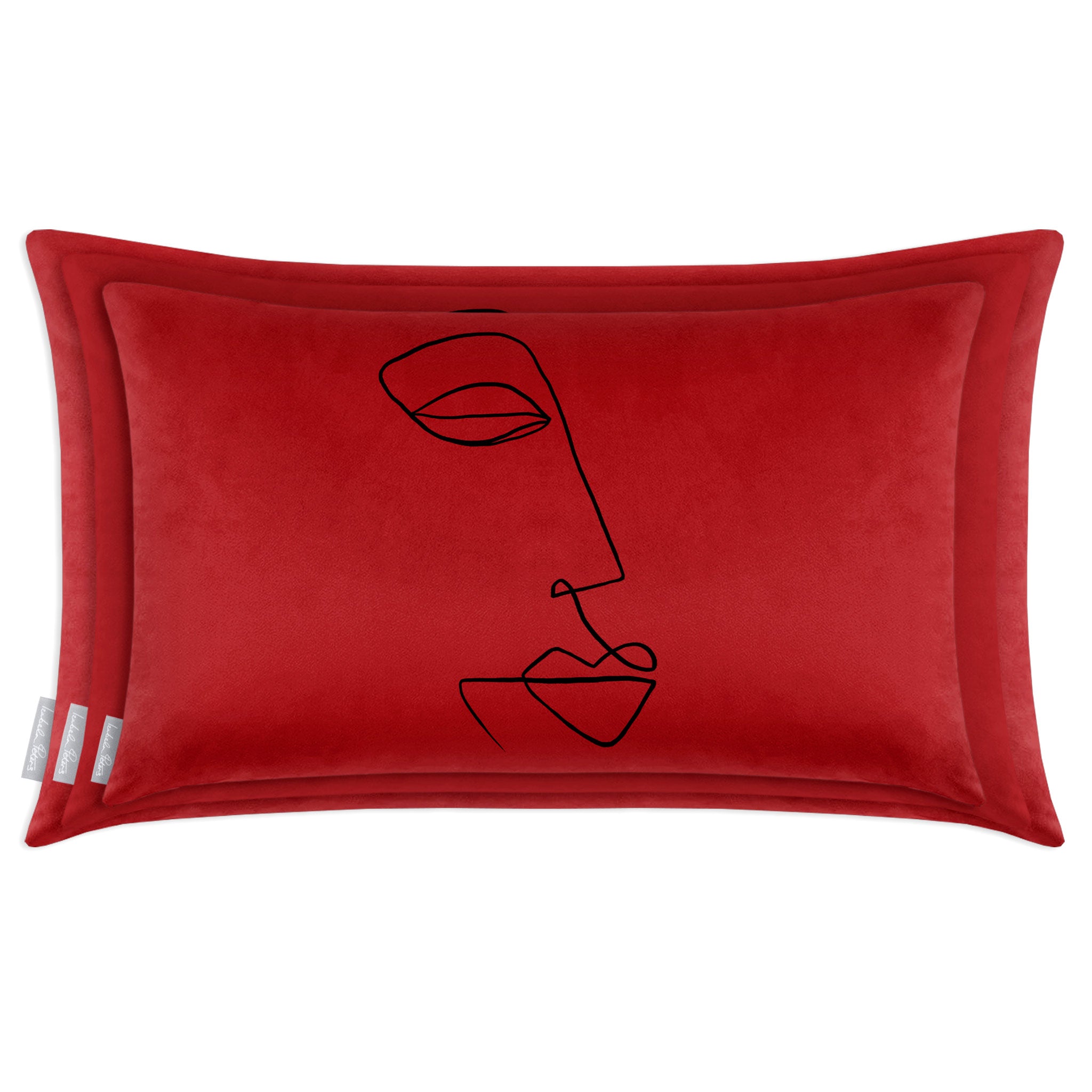 Joyful Face | Sustainable Velvet Rectangle Cushion - Crimson Muse 50 x 30 cm Cover Only by Izabela Peters