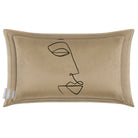 Joyful Face | Sustainable Velvet Rectangle Cushion - Taupe 50 x 30 cm Cover Only by Izabela Peters