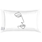 Joyful Face | Sustainable Velvet Rectangle Cushion - White and Black 50 x 30 cm Cover Only by Izabela Peters