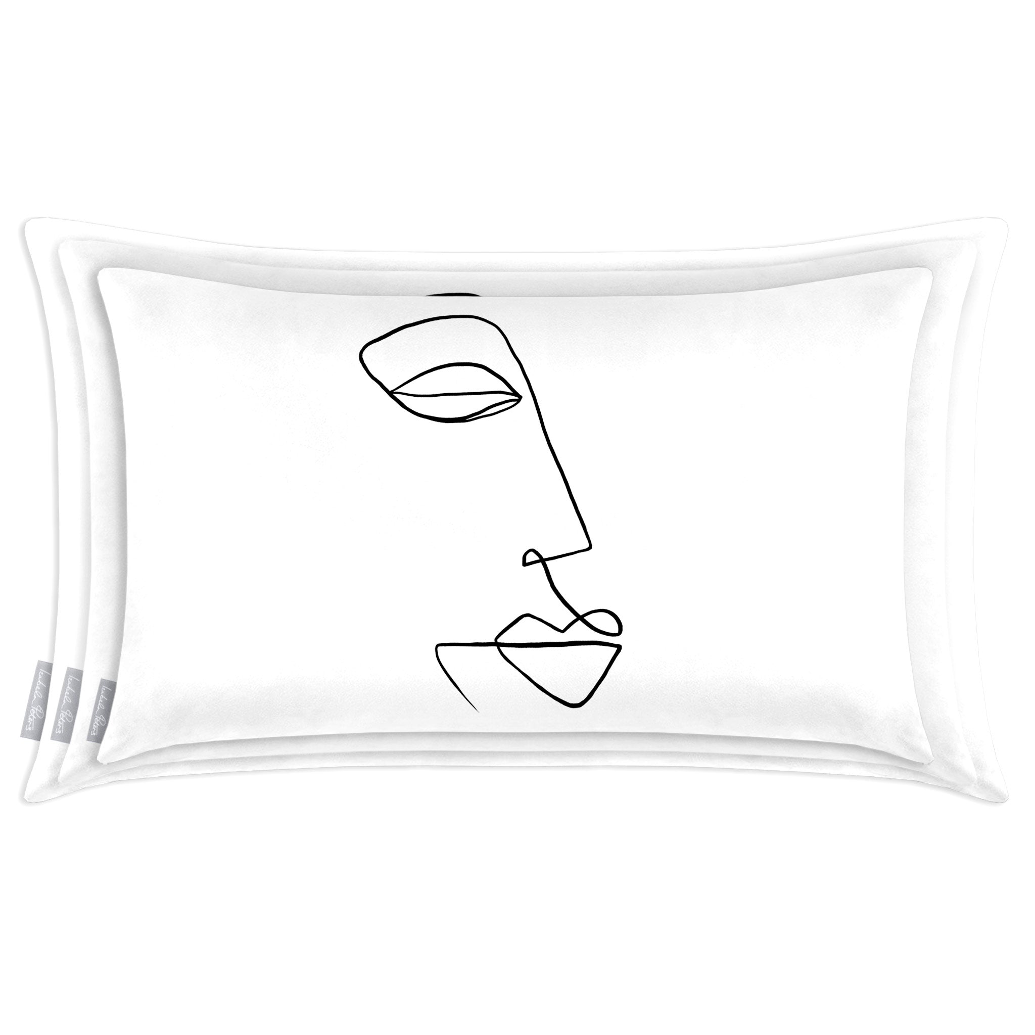 Joyful Face | Sustainable Velvet Rectangle Cushion - White and Black 50 x 30 cm Cover Only by Izabela Peters