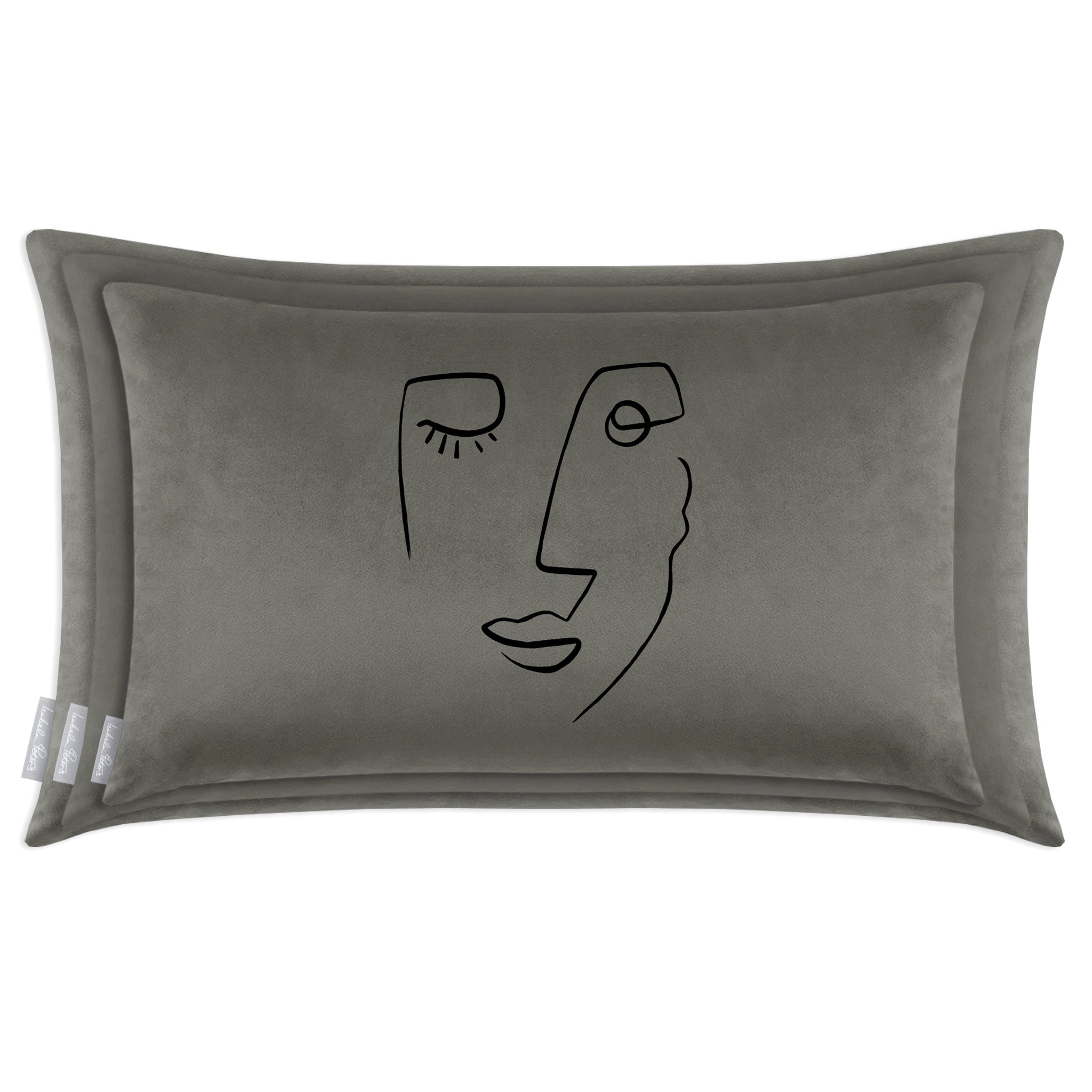 Open Face | Sustainable Velvet Rectangle Cushion - Beluga 50 x 30 cm Cover Only by Izabela Peters
