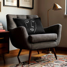 Open Face | Sustainable Velvet Rectangle Cushion - Black and White 50 x 30 cm Cover Only by Izabela Peters