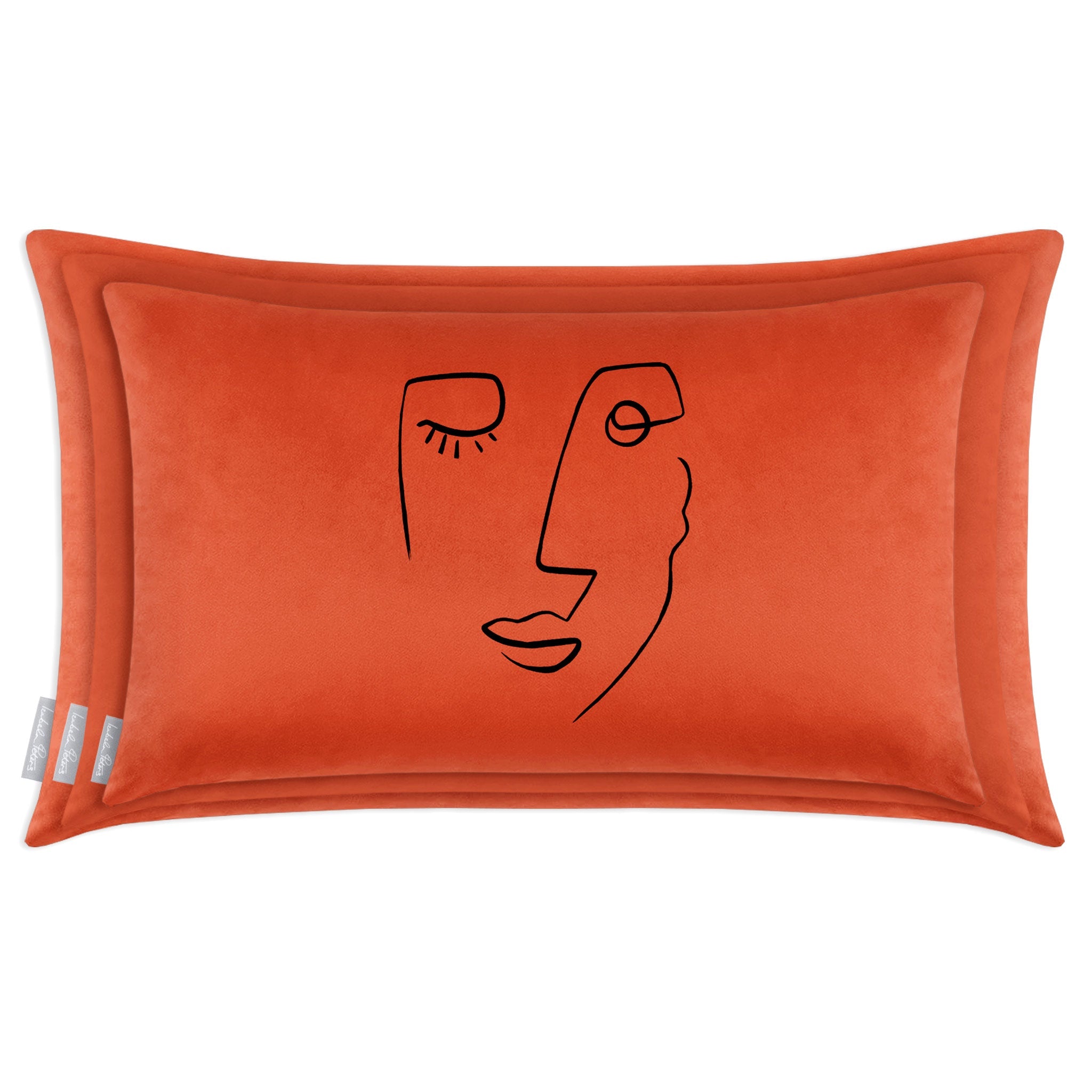 Open Face | Sustainable Velvet Rectangle Cushion - Burnt Ochre 50 x 30 cm Cover Only by Izabela Peters