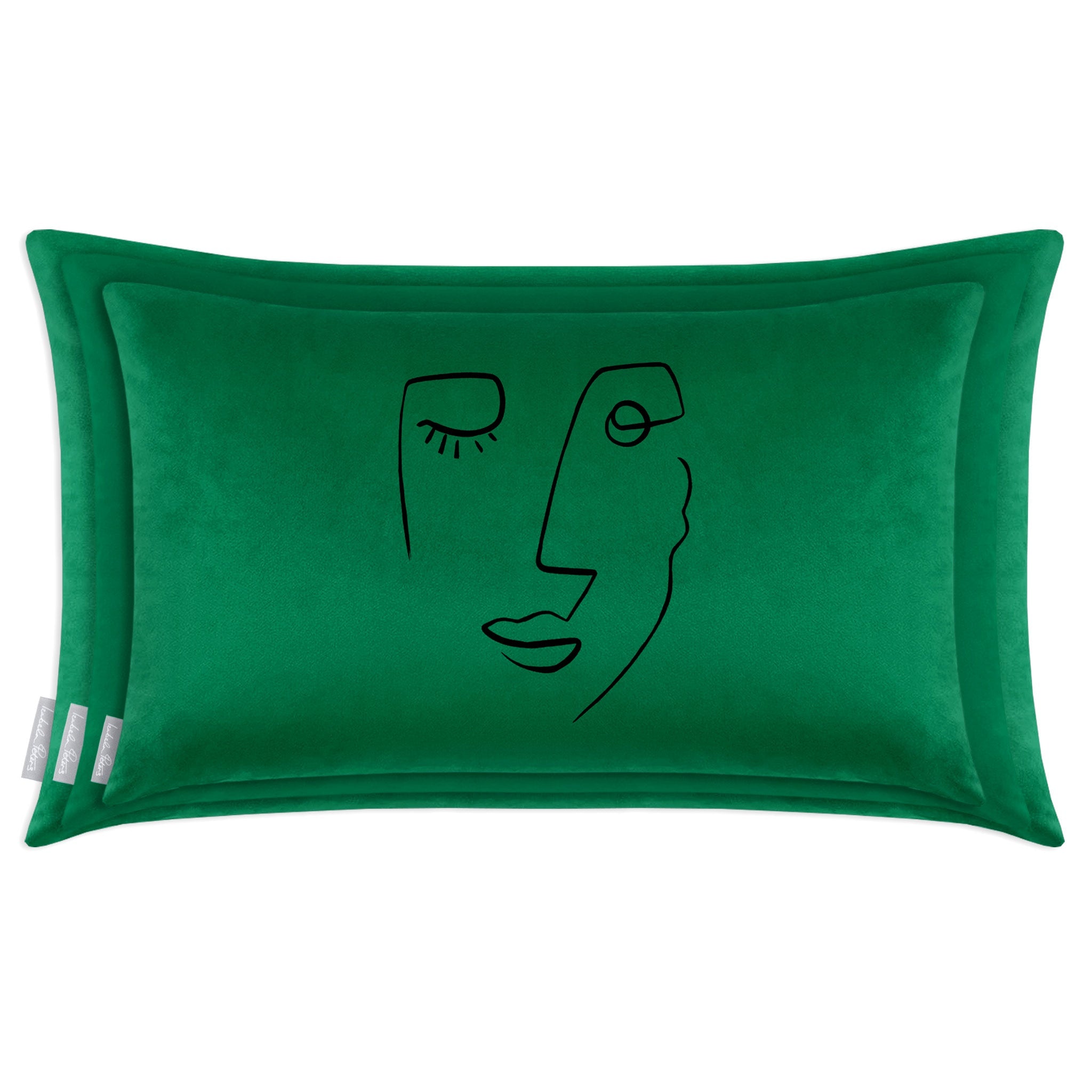 Open Face | Sustainable Velvet Rectangle Cushion - Emerald Green 50 x 30 cm Cover Only by Izabela Peters