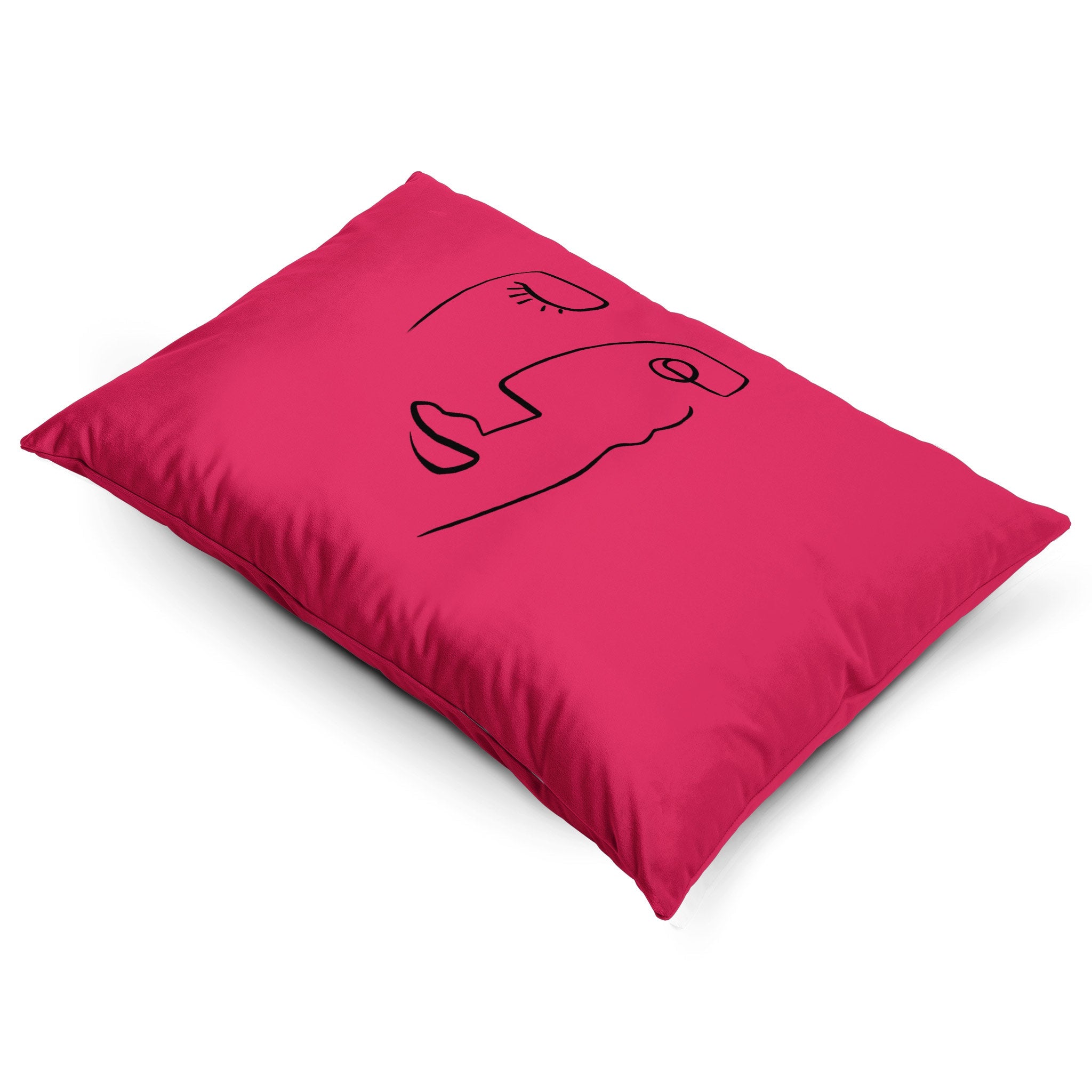 Open Face | Sustainable Velvet Rectangle Cushion - Hot Pink 50 x 30 cm Cover Only by Izabela Peters