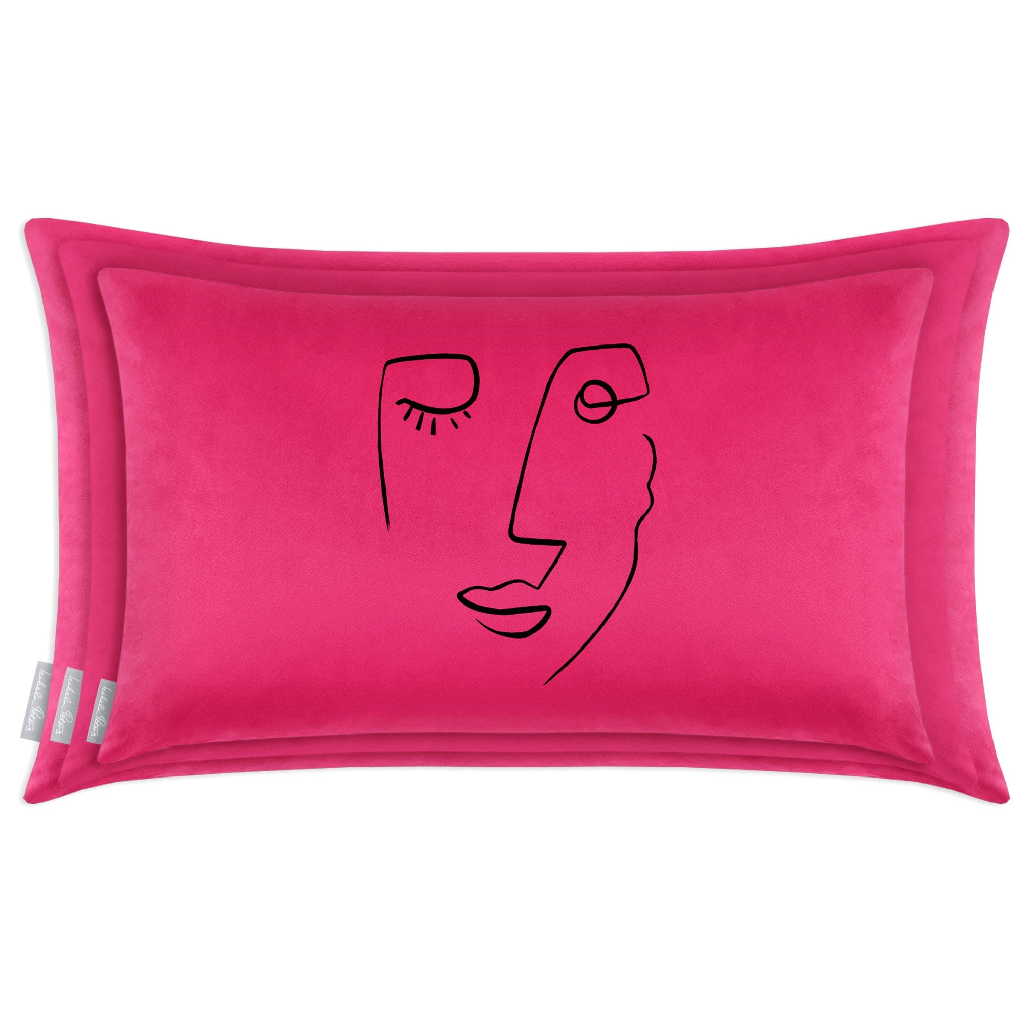 Open Face | Sustainable Velvet Rectangle Cushion - Hot Pink 50 x 30 cm Cover Only by Izabela Peters