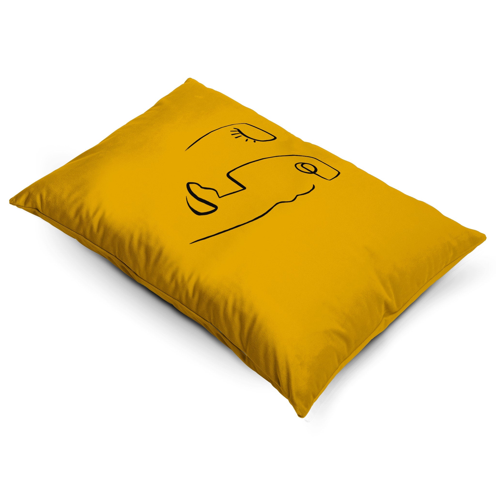 Open Face | Sustainable Velvet Rectangle Cushion in Mustard Ochre 50 x 30 cm Cover Only | Izabela Peters