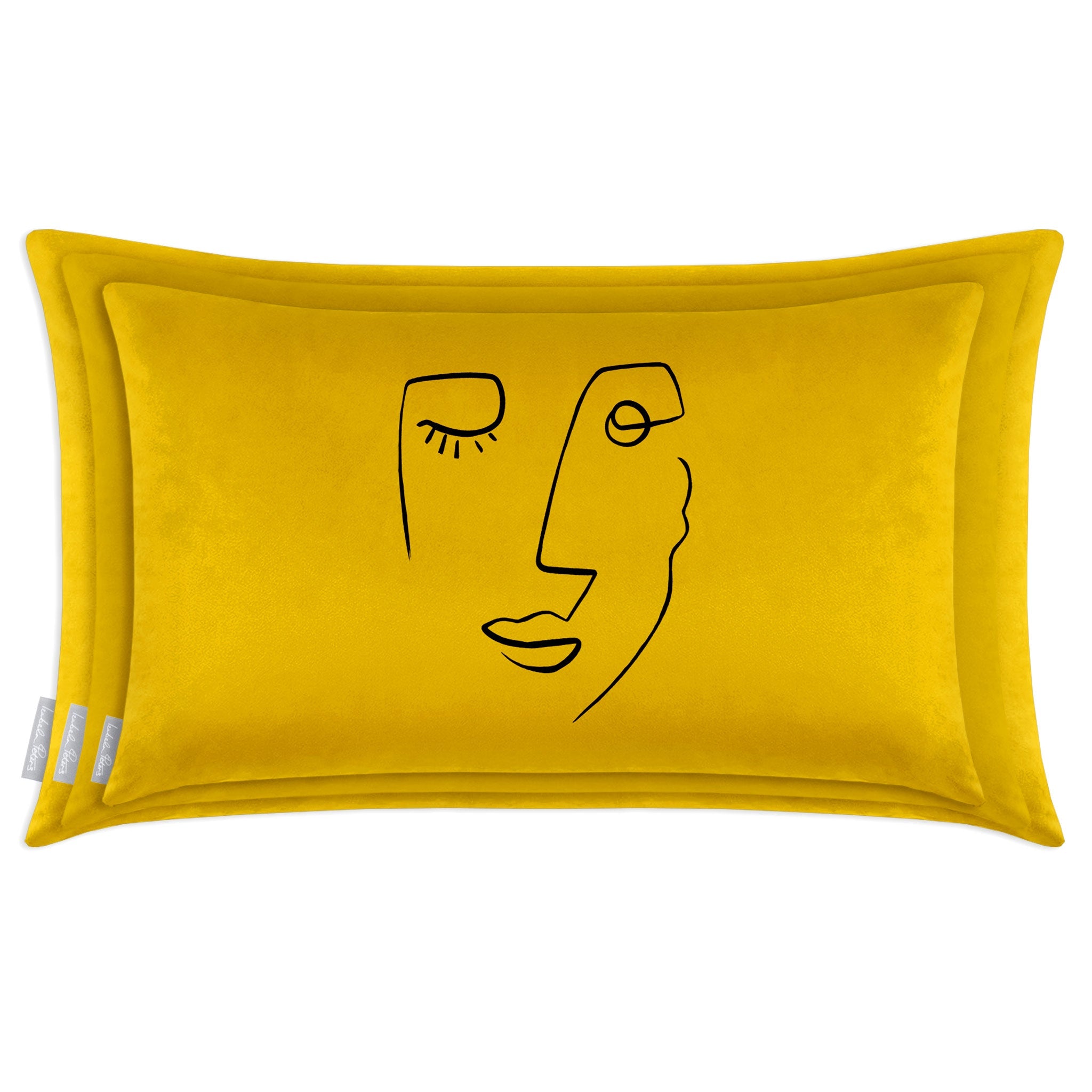 Open Face | Sustainable Velvet Rectangle Cushion - Mustard Ochre 50 x 30 cm Cover Only by Izabela Peters