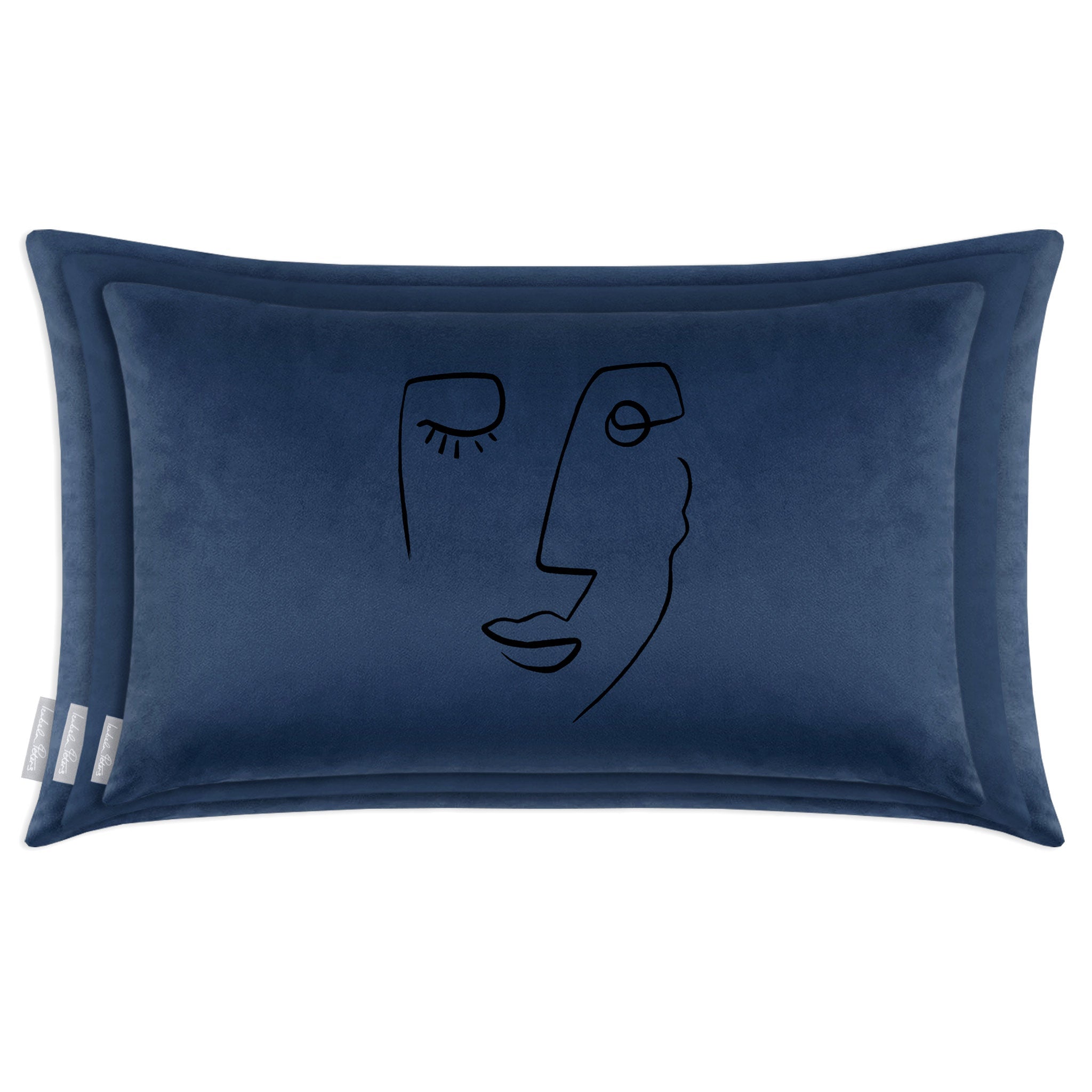 Open Face | Sustainable Velvet Rectangle Cushion - Petrol Blue 50 x 30 cm Cover Only by Izabela Peters