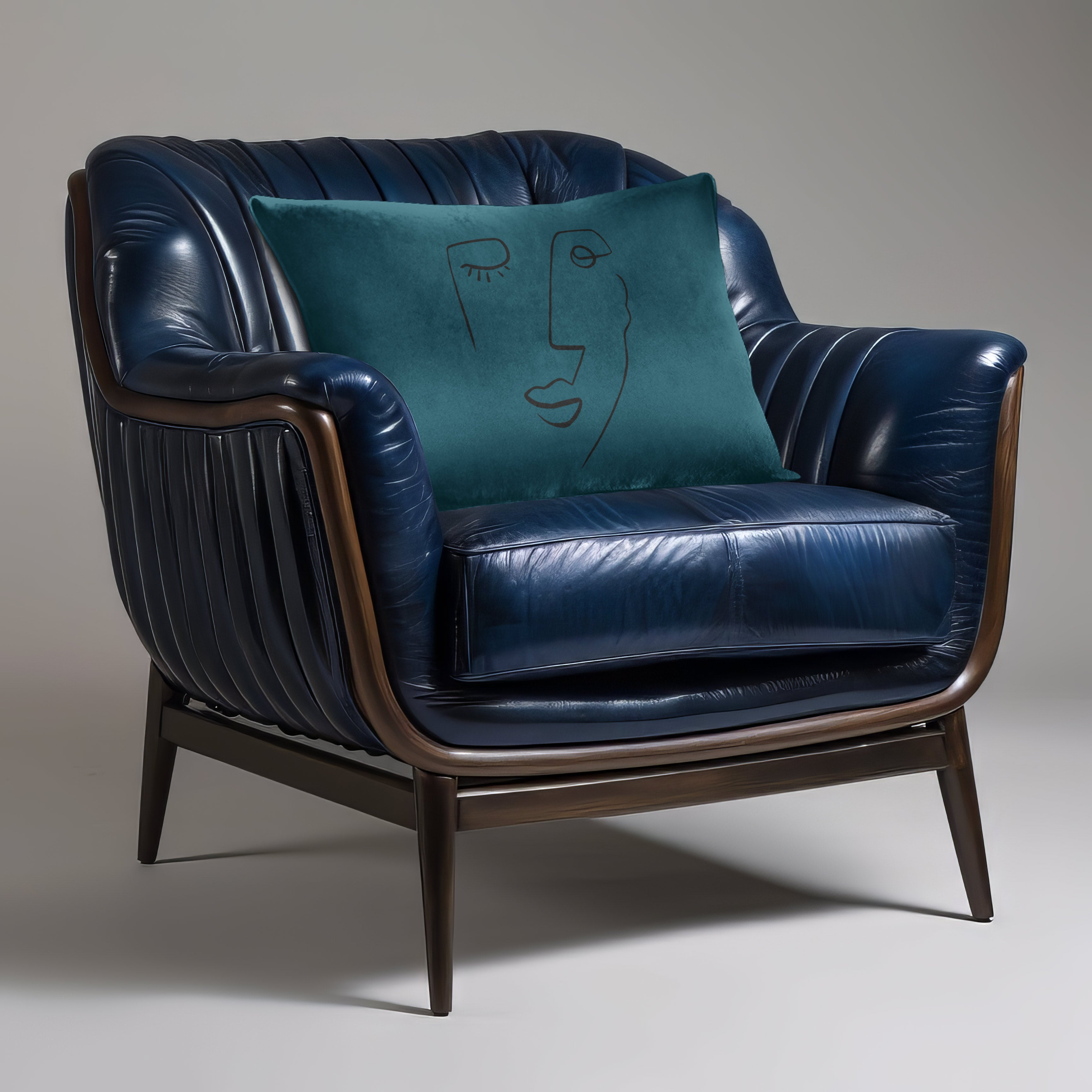 Open Face | Sustainable Velvet Rectangle Cushion - Teal 50 x 30 cm Cover Only by Izabela Peters
