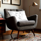 Open Face | Sustainable Velvet Rectangle Cushion - White and Black 50 x 30 cm Cover Only by Izabela Peters