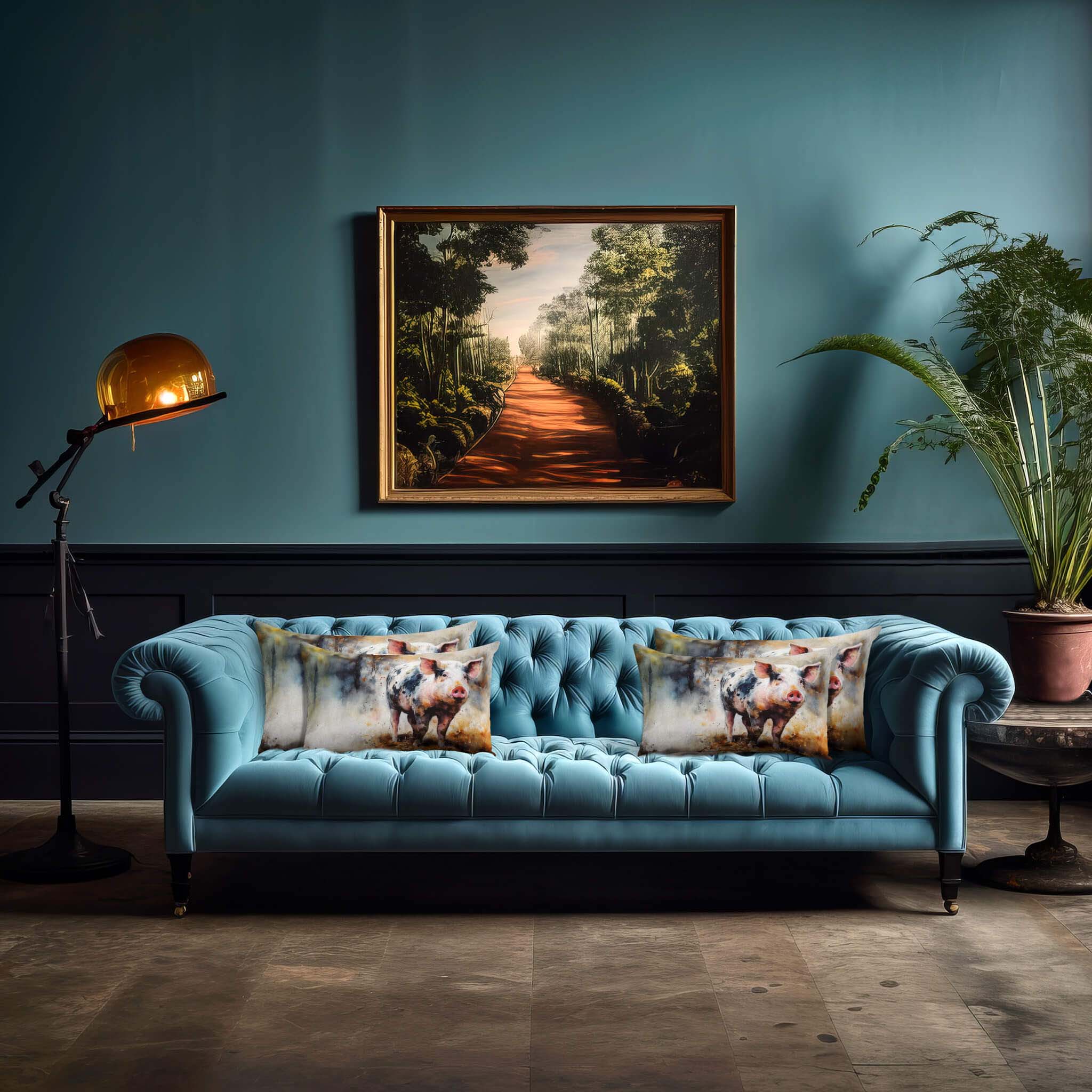 Pig | Sustainable Velvet Rectangle Cushion - 50 x 30 cm Cover Only Multicoloured by Izabela Peters