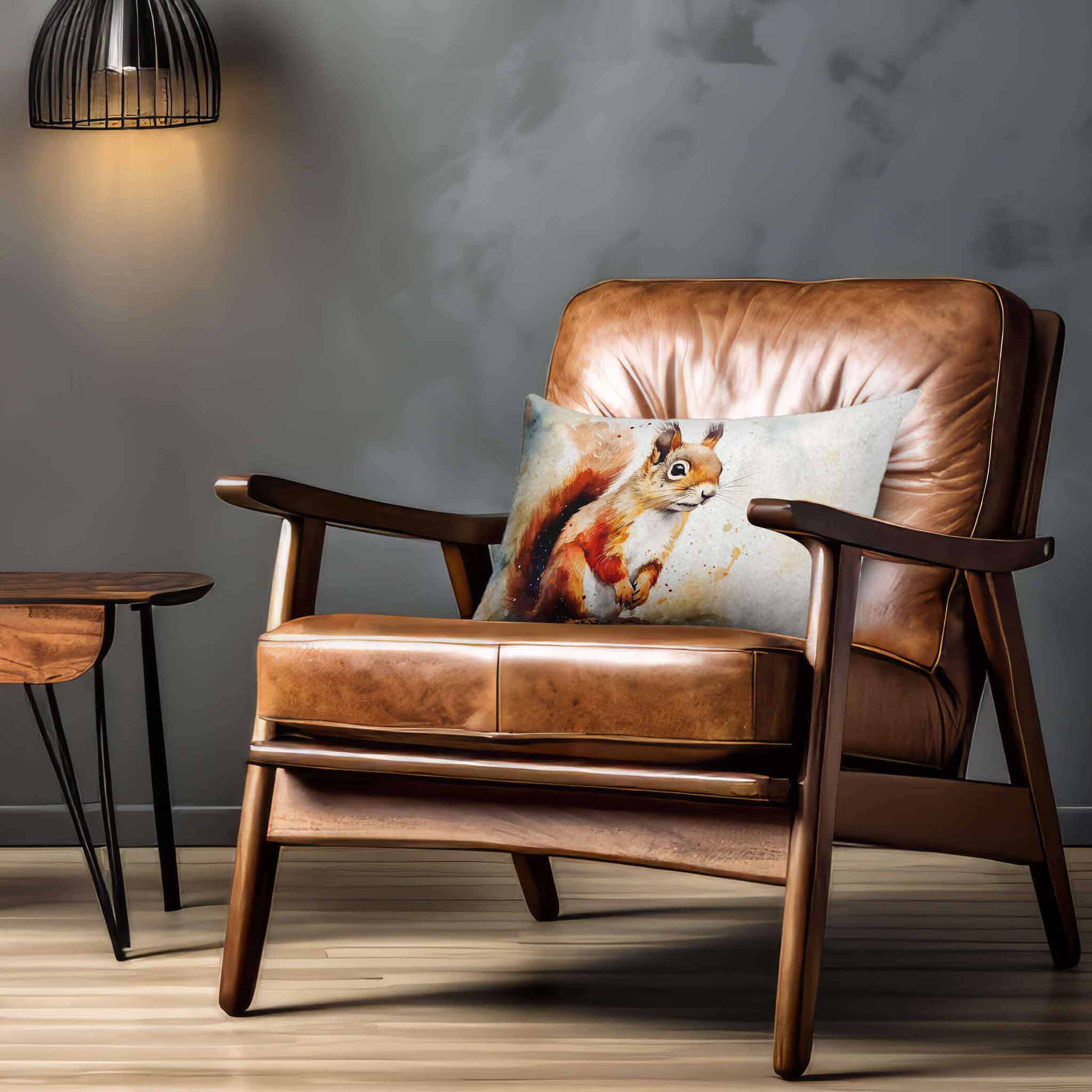 Red Squirrel | Sustainable Velvet Rectangle Cushion - 50 x 30 cm Cover Only Multicoloured by Izabela Peters