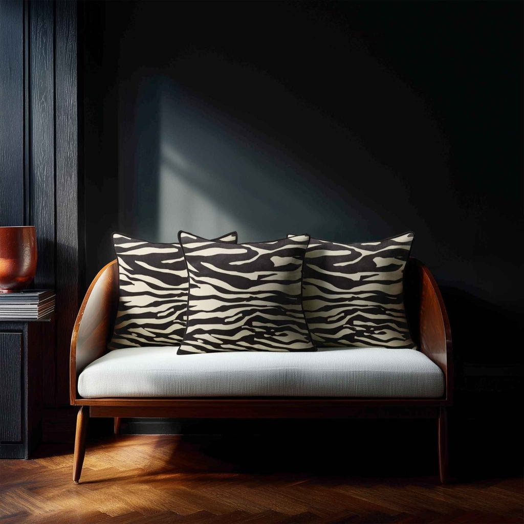 Zebra Print | Sustainable Velvet Cushion - Cream 40 x 40 cm Piped by Izabela Peters