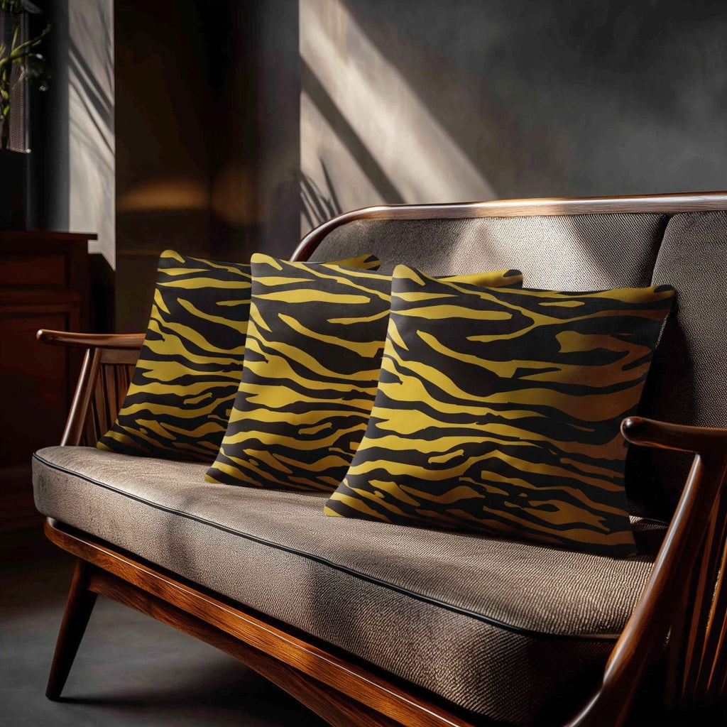 Zebra Print | Sustainable Velvet Cushion - Mustard Ochre 40 x 40 cm Standard by Izabela Peters