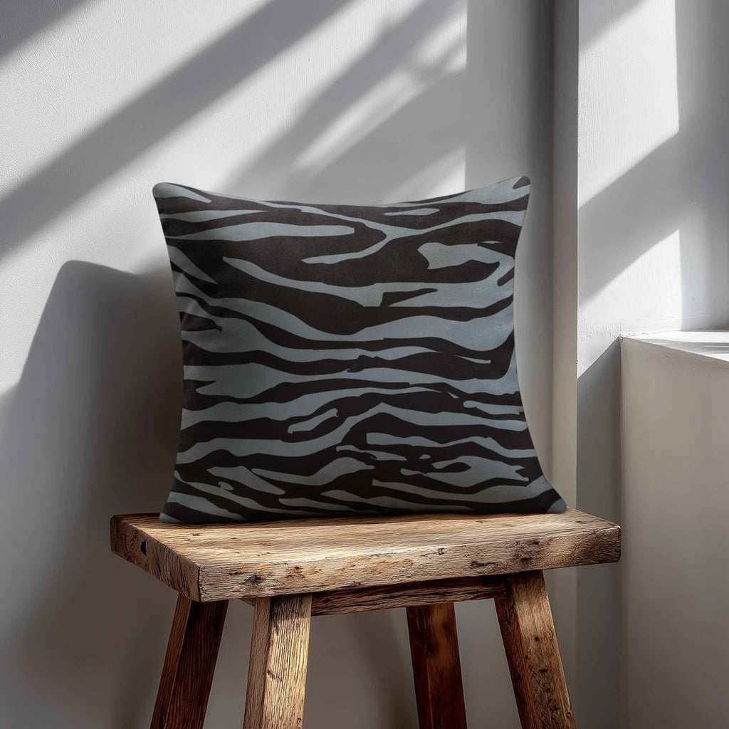 Zebra Print | Sustainable Velvet Cushion - French Grey 40 x 40 cm Standard by Izabela Peters