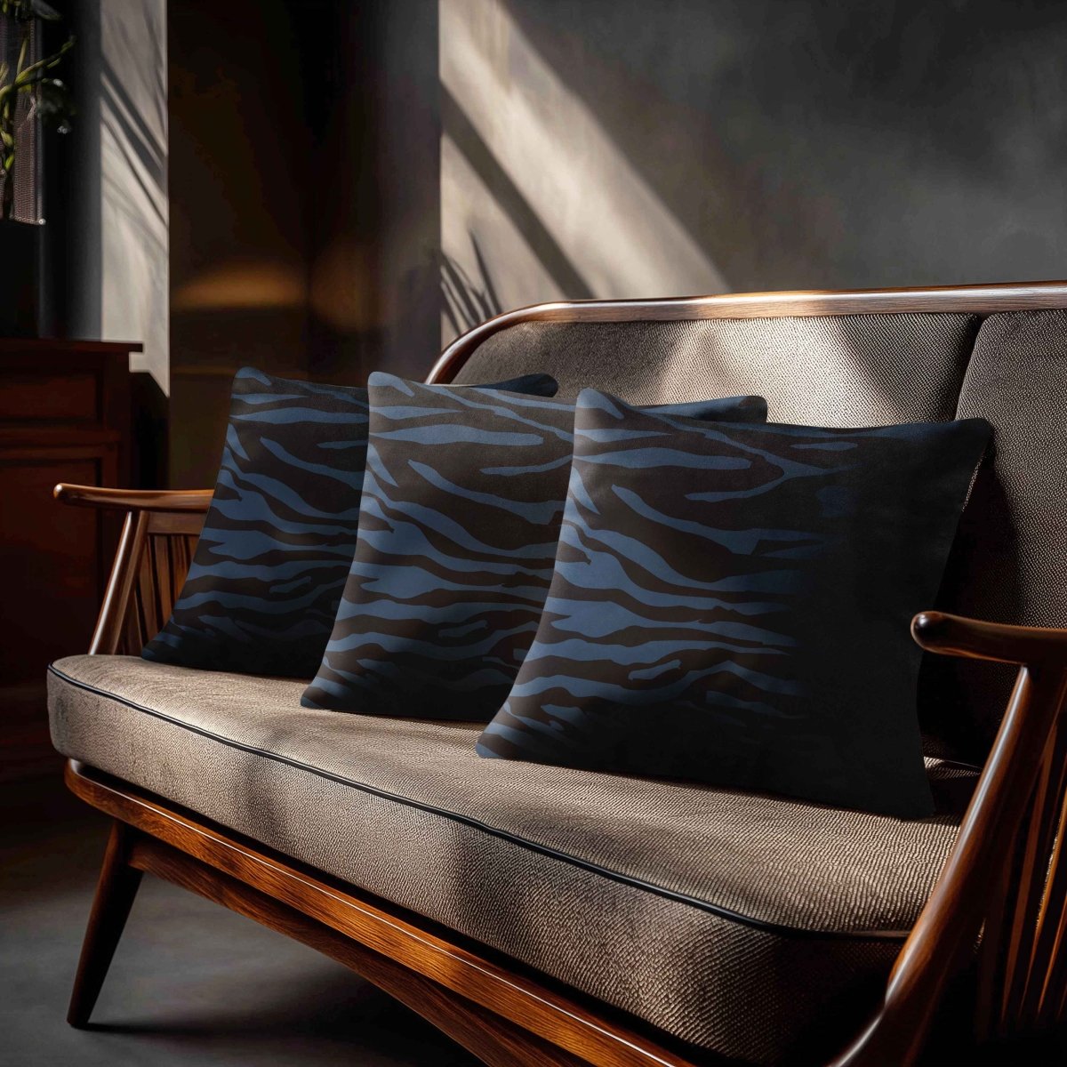 Zebra Print | Sustainable Velvet Cushion - Petrol Blue 40 x 40 cm Standard by Izabela Peters
