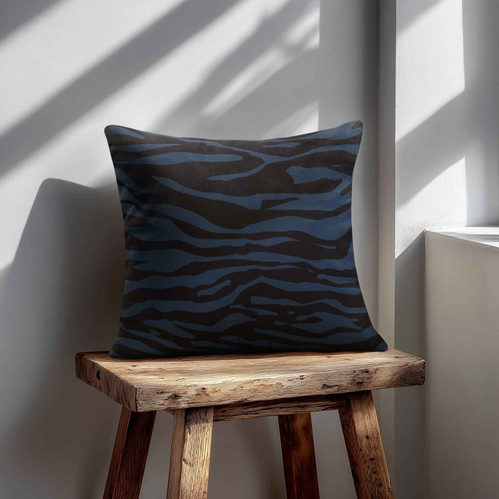 Zebra Print | Sustainable Velvet Cushion - Petrol Blue 40 x 40 cm Standard by Izabela Peters