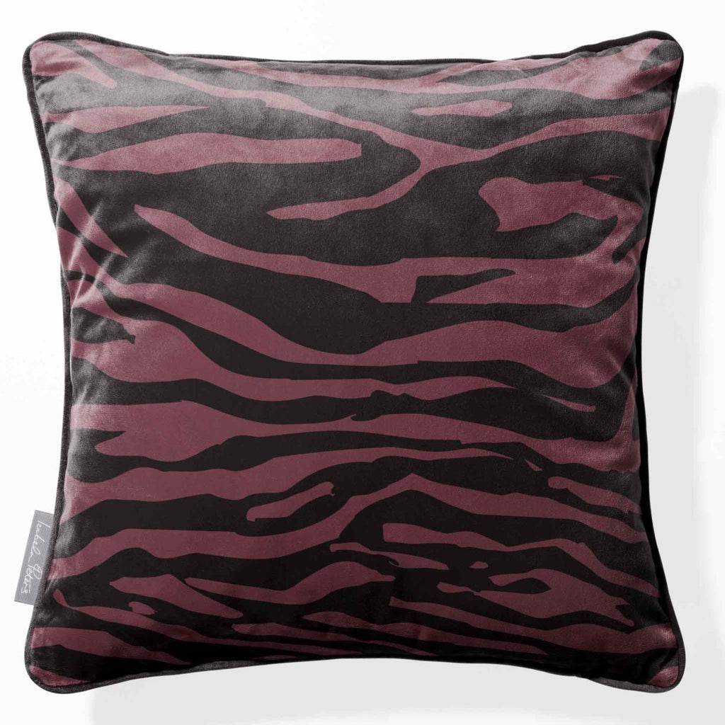 Zebra Print | Sustainable Velvet Cushion - Italian Grape 40 x 40 cm Piped by Izabela Peters