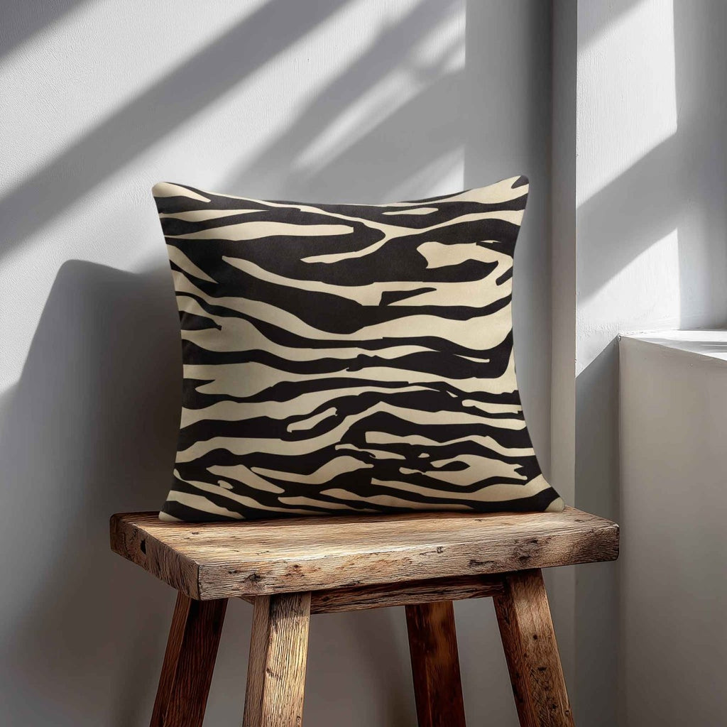 Zebra Print | Sustainable Velvet Cushion - Cream 40 x 40 cm Standard by Izabela Peters