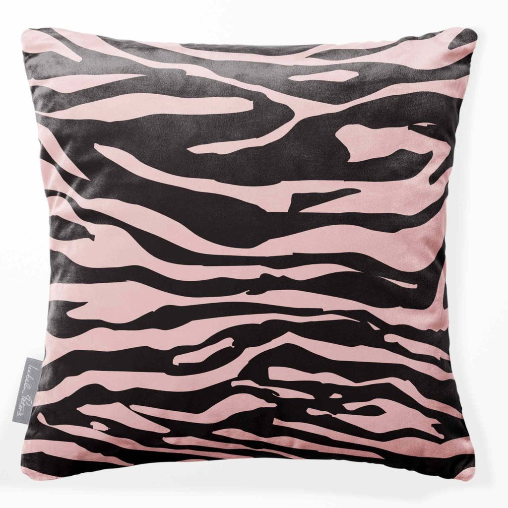 Zebra Print | Sustainable Velvet Cushion - Rosewater 40 x 40 cm Standard by Izabela Peters