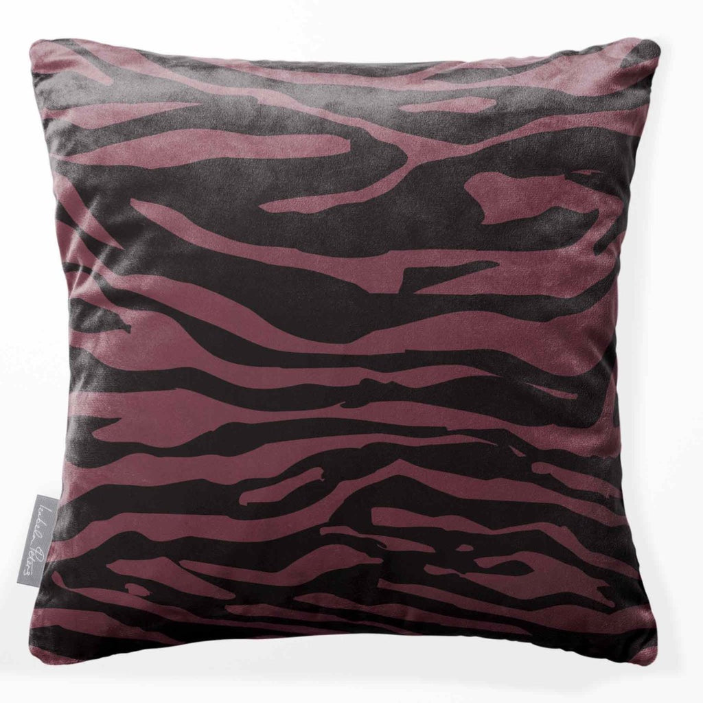 Zebra Print | Sustainable Velvet Cushion - Italian Grape 40 x 40 cm Standard by Izabela Peters