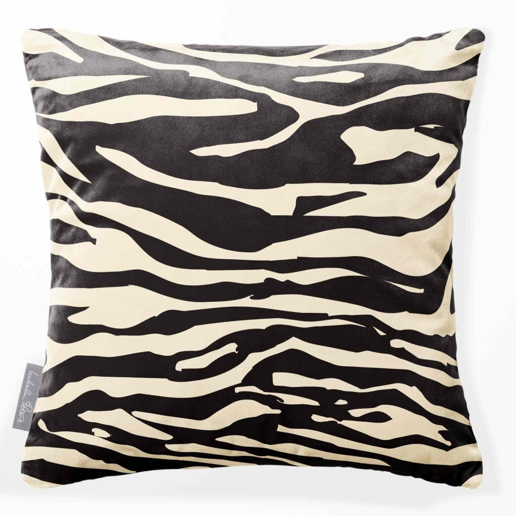 Zebra Print | Sustainable Velvet Cushion - Cream 40 x 40 cm Standard by Izabela Peters