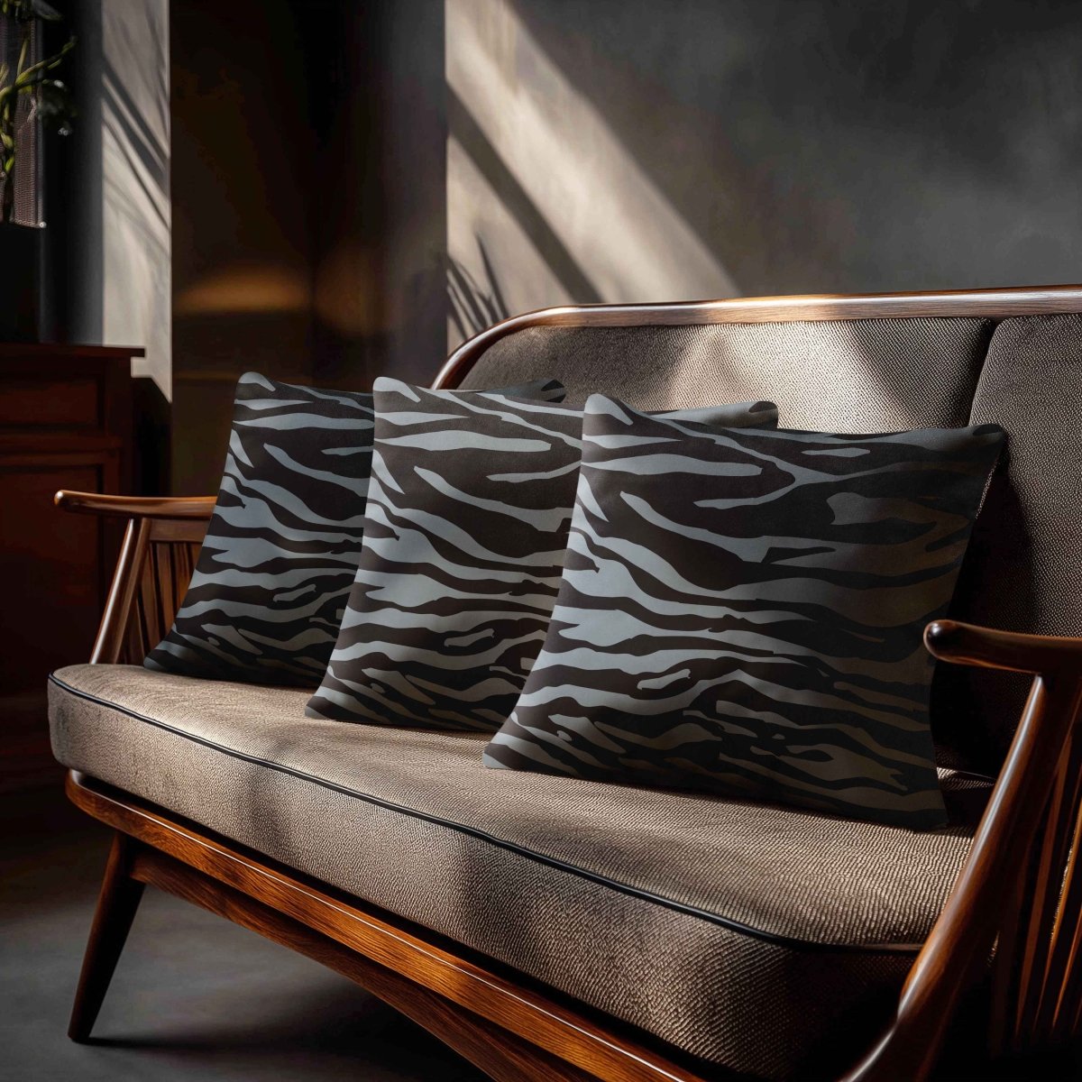 Zebra Print | Sustainable Velvet Cushion - French Grey 40 x 40 cm Standard by Izabela Peters