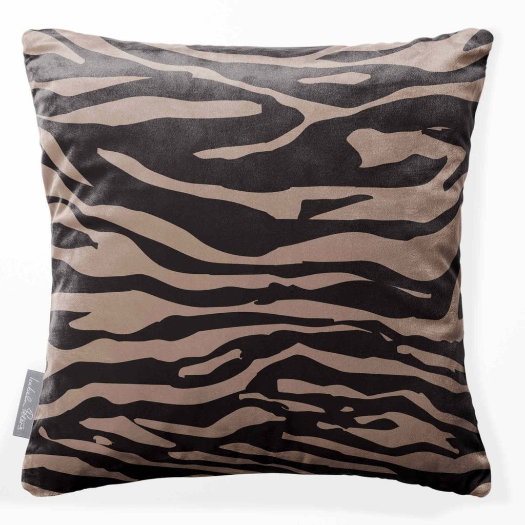 Zebra Print | Sustainable Velvet Cushion - Dovedale Stone 40 x 40 cm Standard by Izabela Peters