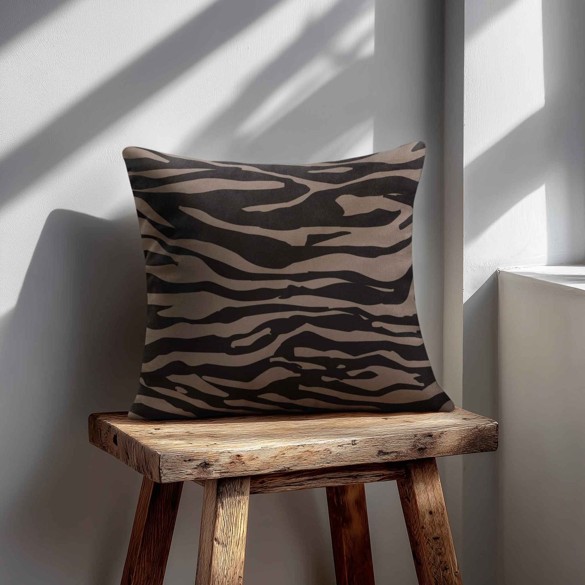 Zebra Print | Sustainable Velvet Cushion - Dovedale Stone 40 x 40 cm Standard by Izabela Peters