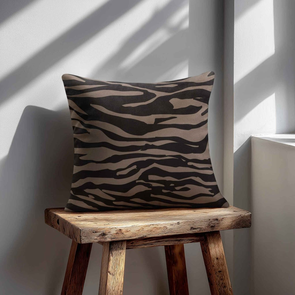 Zebra Print | Sustainable Velvet Cushion - Dovedale Stone 40 x 40 cm Standard by Izabela Peters