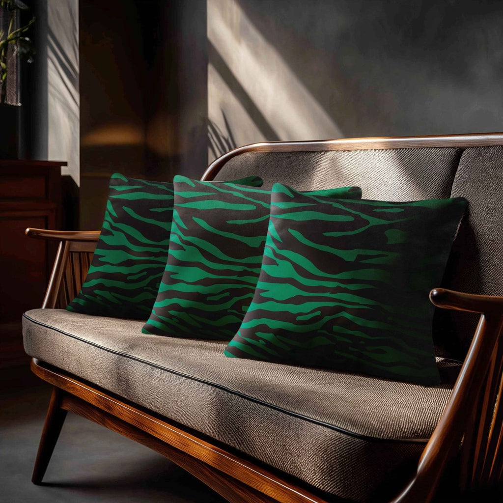Zebra Print | Sustainable Velvet Cushion - Emerald Green 40 x 40 cm Standard by Izabela Peters
