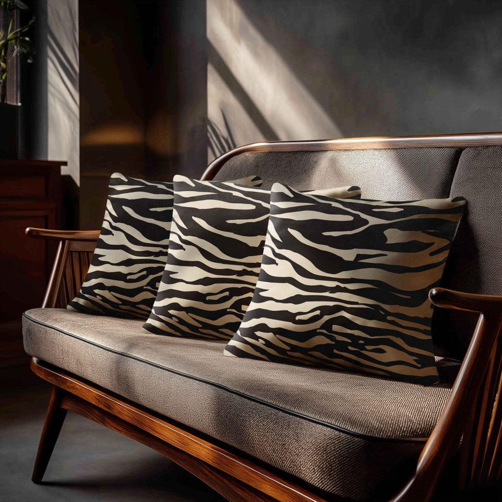 Zebra Print | Sustainable Velvet Cushion - Cream 40 x 40 cm Standard by Izabela Peters