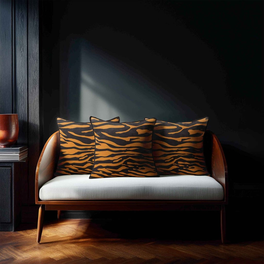 Zebra Print | Sustainable Velvet Cushion - Orange 40 x 40 cm Piped by Izabela Peters