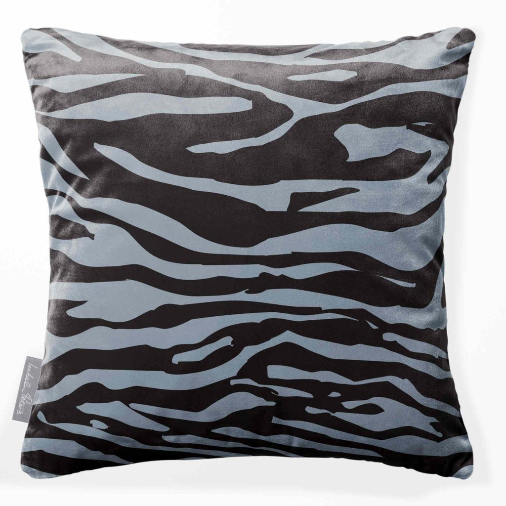 Zebra Print | Sustainable Velvet Cushion - French Grey 40 x 40 cm Standard by Izabela Peters