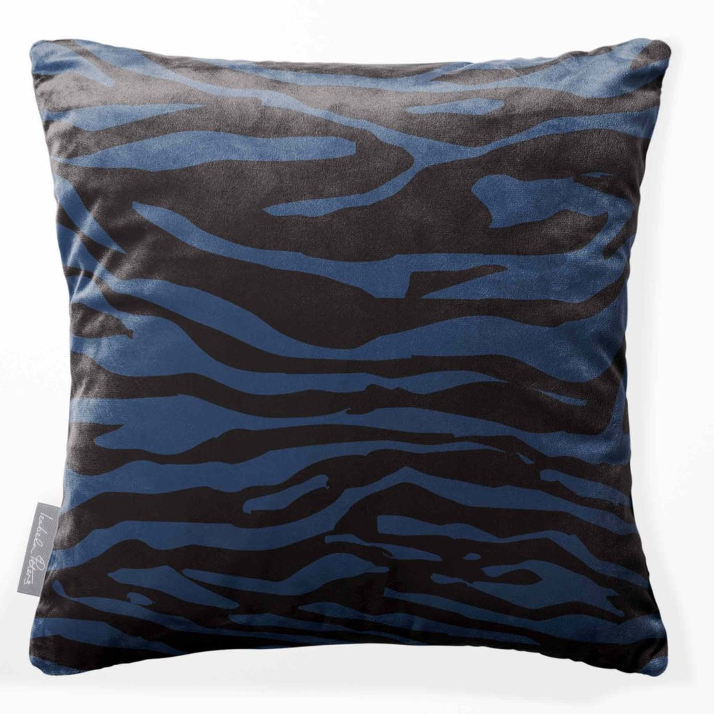 Zebra Print | Sustainable Velvet Cushion - Petrol Blue 40 x 40 cm Standard by Izabela Peters