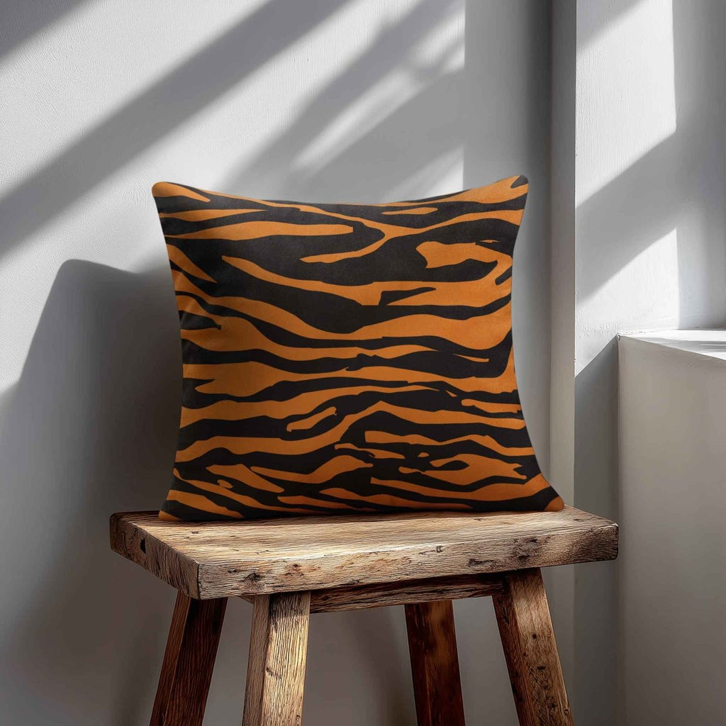 Zebra Print | Sustainable Velvet Cushion - Orange 40 x 40 cm Standard by Izabela Peters