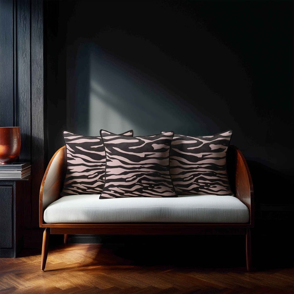 Zebra Print | Sustainable Velvet Cushion - Rosewater 40 x 40 cm Piped by Izabela Peters