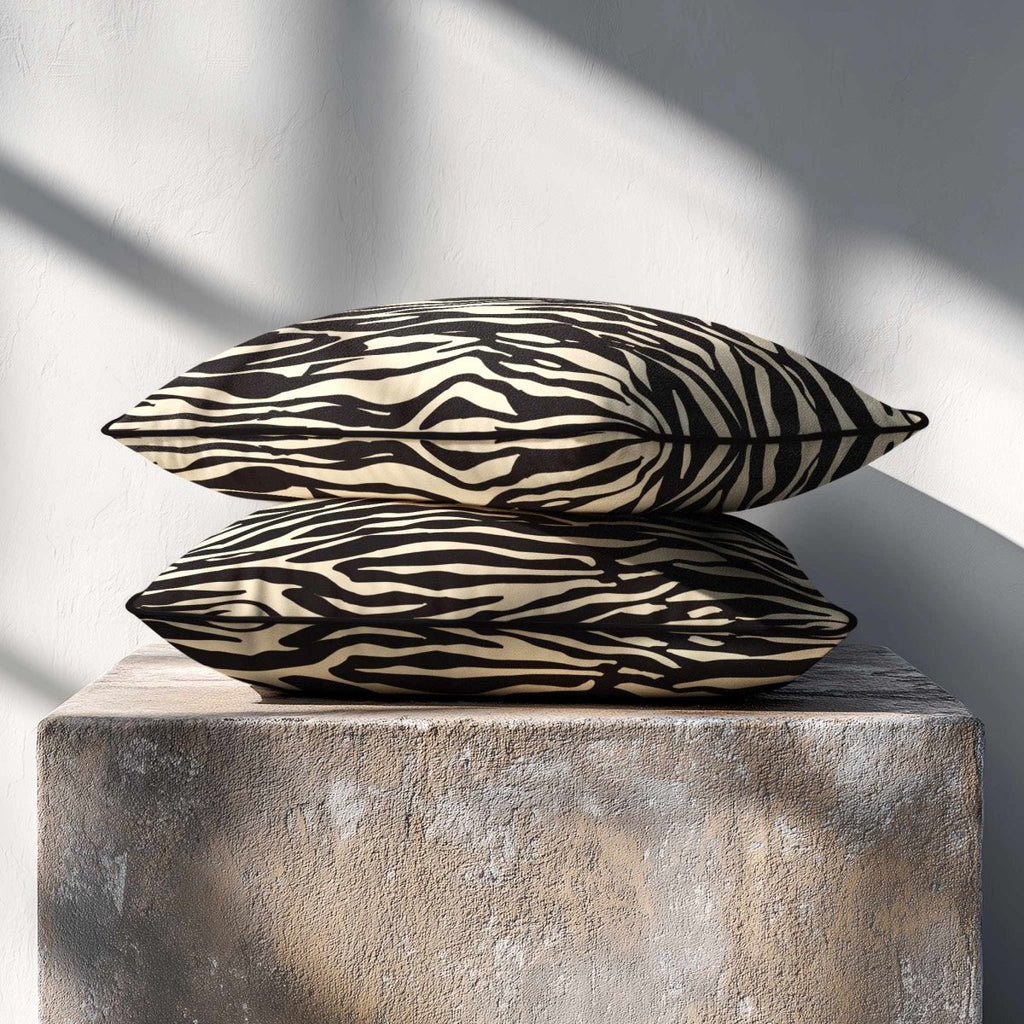 Zebra Print | Sustainable Velvet Rectangle Cushion - Cream 50 x 30 cm Piped by Izabela Peters