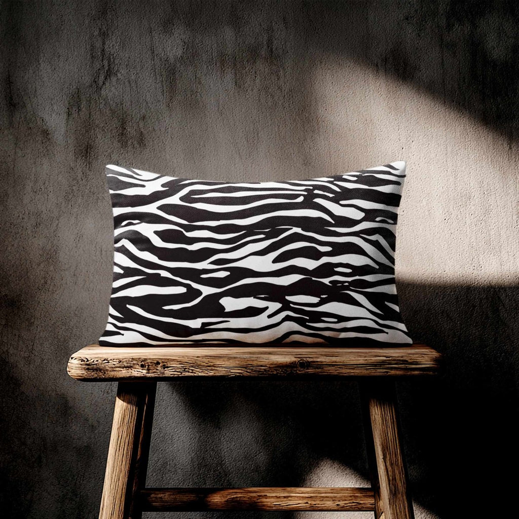 Zebra Print | Sustainable Velvet Rectangle Cushion - Black & White 50 x 30 cm Standard by Izabela Peters