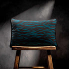Zebra Print | Sustainable Velvet Rectangle Cushion - Teal 50 x 30 cm Piped by Izabela Peters