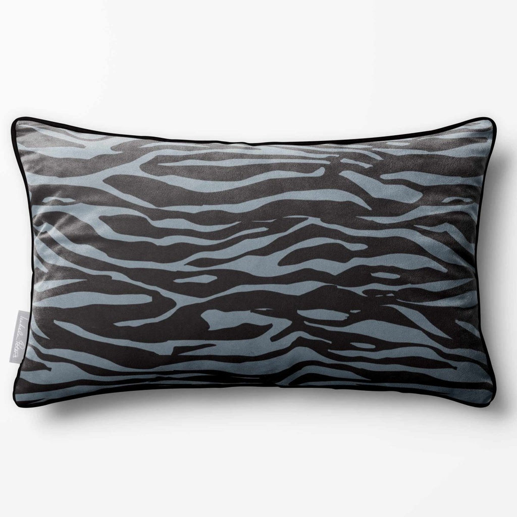Zebra Print | Sustainable Velvet Rectangle Cushion - French Grey 50 x 30 cm Piped by Izabela Peters