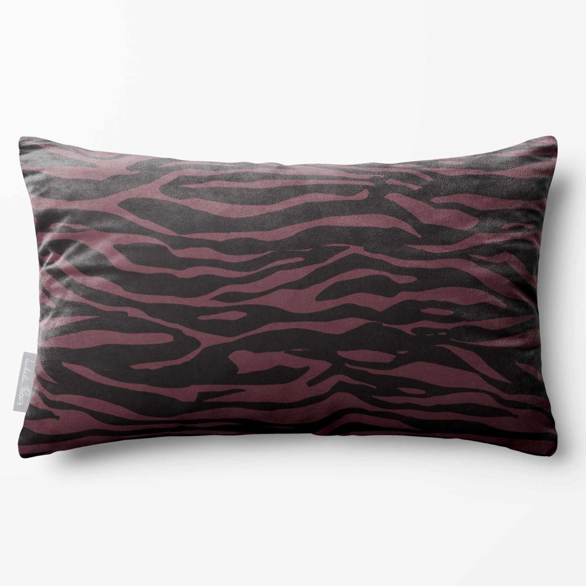 Zebra Print | Sustainable Velvet Rectangle Cushion - Italian Grape 50 x 30 cm Standard by Izabela Peters
