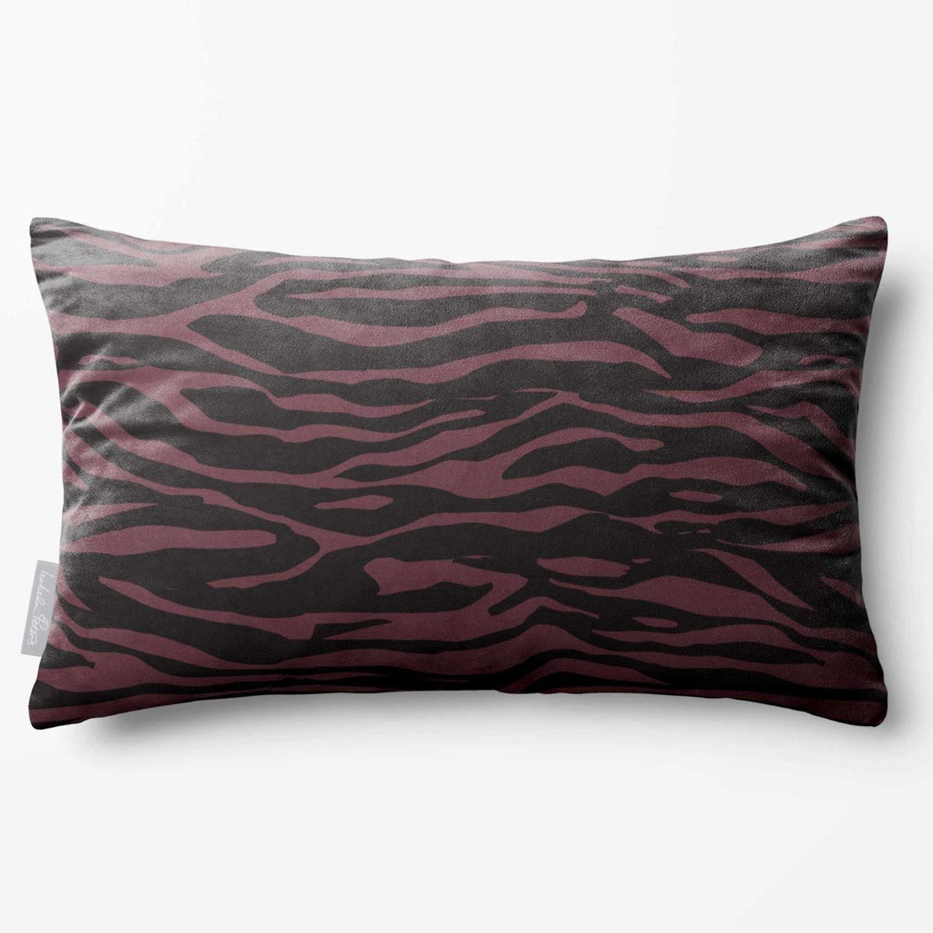 Zebra Print | Sustainable Velvet Rectangle Cushion - Italian Grape 50 x 30 cm Standard by Izabela Peters