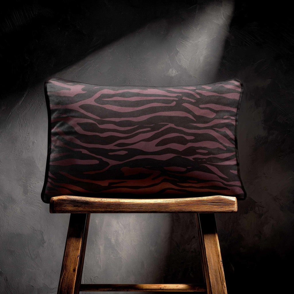 Zebra Print | Sustainable Velvet Rectangle Cushion - Italian Grape 50 x 30 cm Piped by Izabela Peters