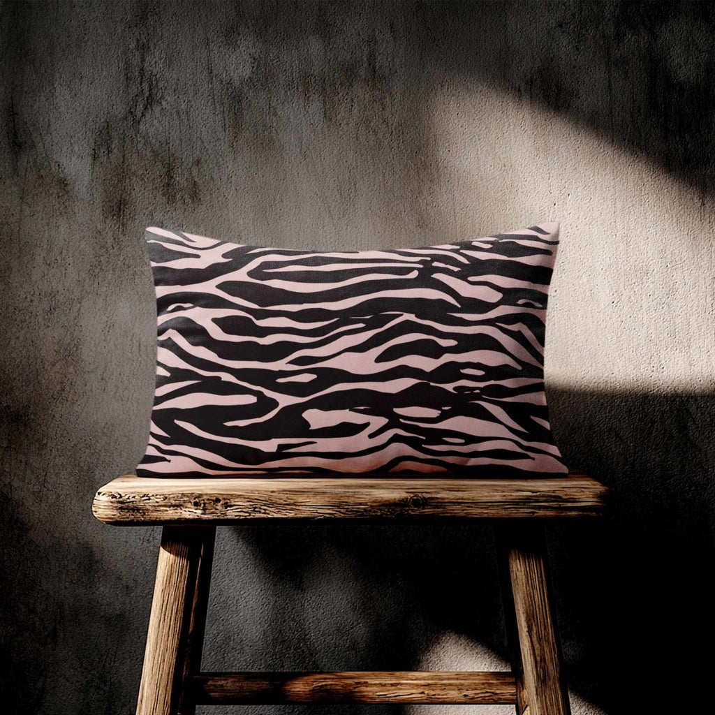 Zebra Print | Sustainable Velvet Rectangle Cushion - Rosewater 50 x 30 cm Standard by Izabela Peters