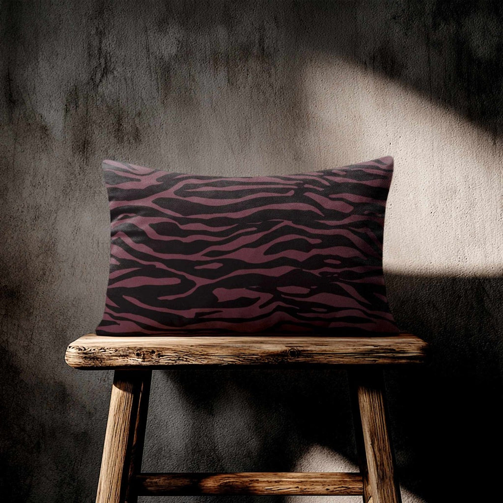 Zebra Print | Sustainable Velvet Rectangle Cushion - Italian Grape 50 x 30 cm Standard by Izabela Peters
