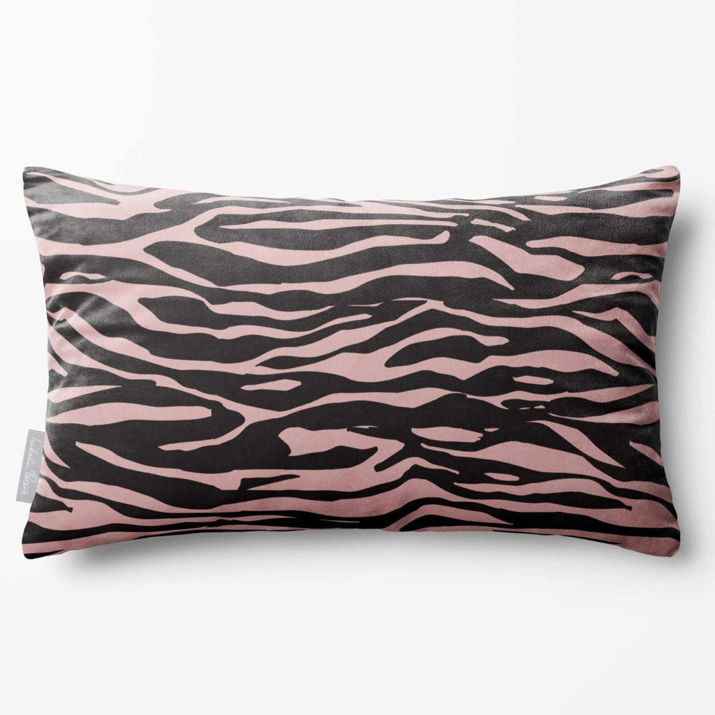 Zebra Print | Sustainable Velvet Rectangle Cushion - Rosewater 50 x 30 cm Standard by Izabela Peters