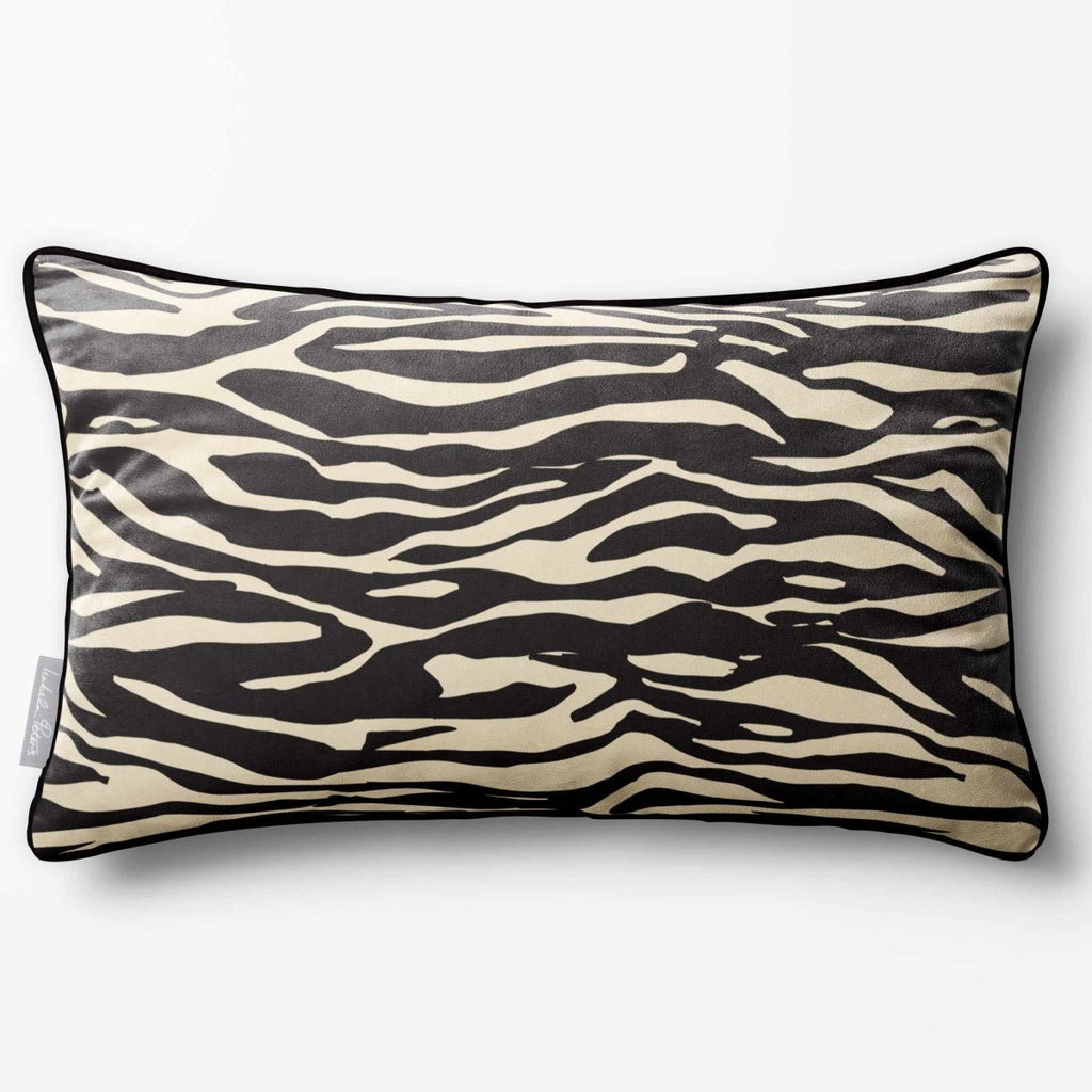 Zebra Print | Sustainable Velvet Rectangle Cushion - Cream 50 x 30 cm Piped by Izabela Peters