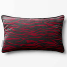 Zebra Print | Sustainable Velvet Rectangle Cushion - Raspberry Red 50 x 30 cm Piped by Izabela Peters